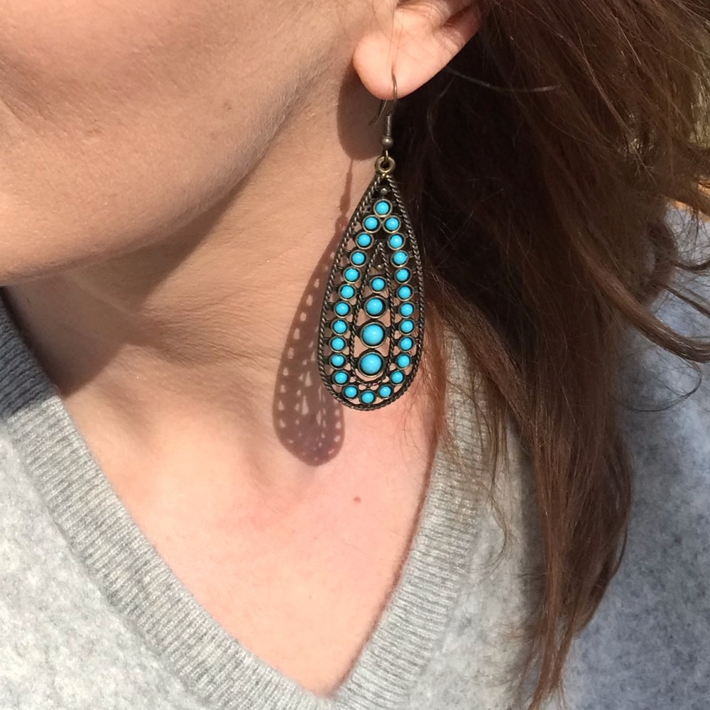 $18 Turquoise statement earrings - Picture 5 of 6